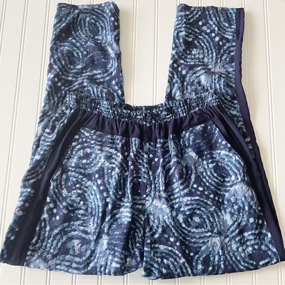Anthropologie HEI HEI Blue Batik Tapered Leg Crop Pants - Size Small